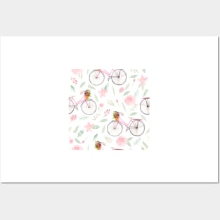 Whimiscal Bicycles | Watercolor | Rose pink Posters and Art